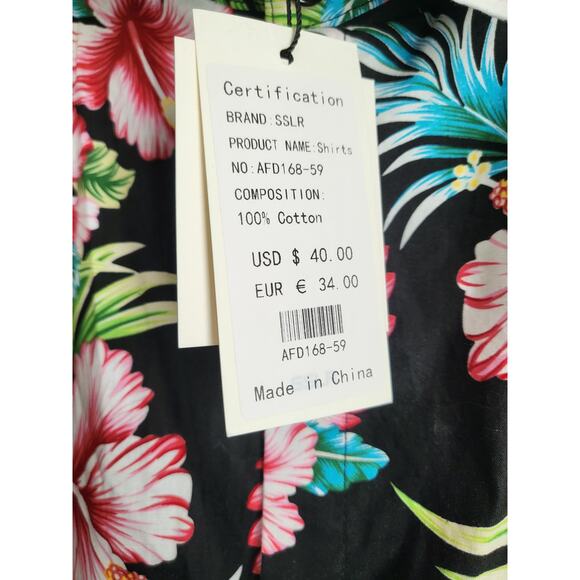 SSLR Mens Hawaiian Short Sleeve Flower Button Up Casual Shirt Size Large NEW - Picture 5 of 6